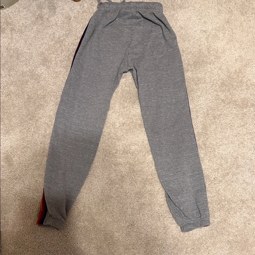 Aviator Nation Gray Cropped Pants with Rainbow Stripes - Picture 4 of 6